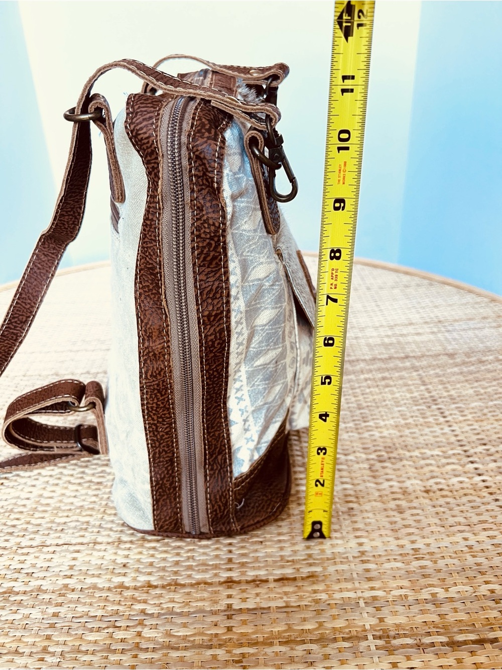 Myra Bag Stupefy Upcycled Canvas & Leather Backpack Cowhide - Picture 6 of 10